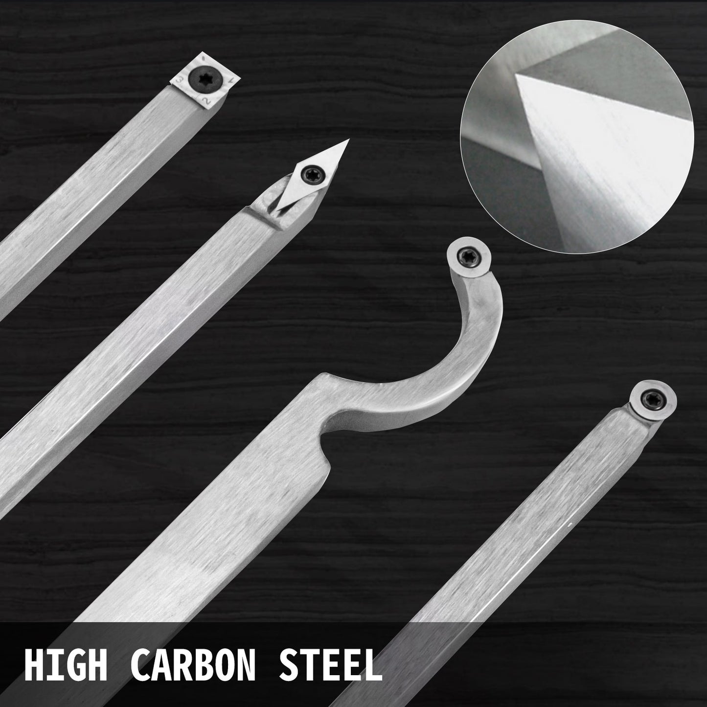 Wood Turning Tools for Lathe 4 PCS Set, Carbide Lathe Tools with Diamond Shape, Round, Square Cutters, Turning Lathe Chisels with Comfortable Grip Handles Lathe Tools for Craft DIY Hobbyists