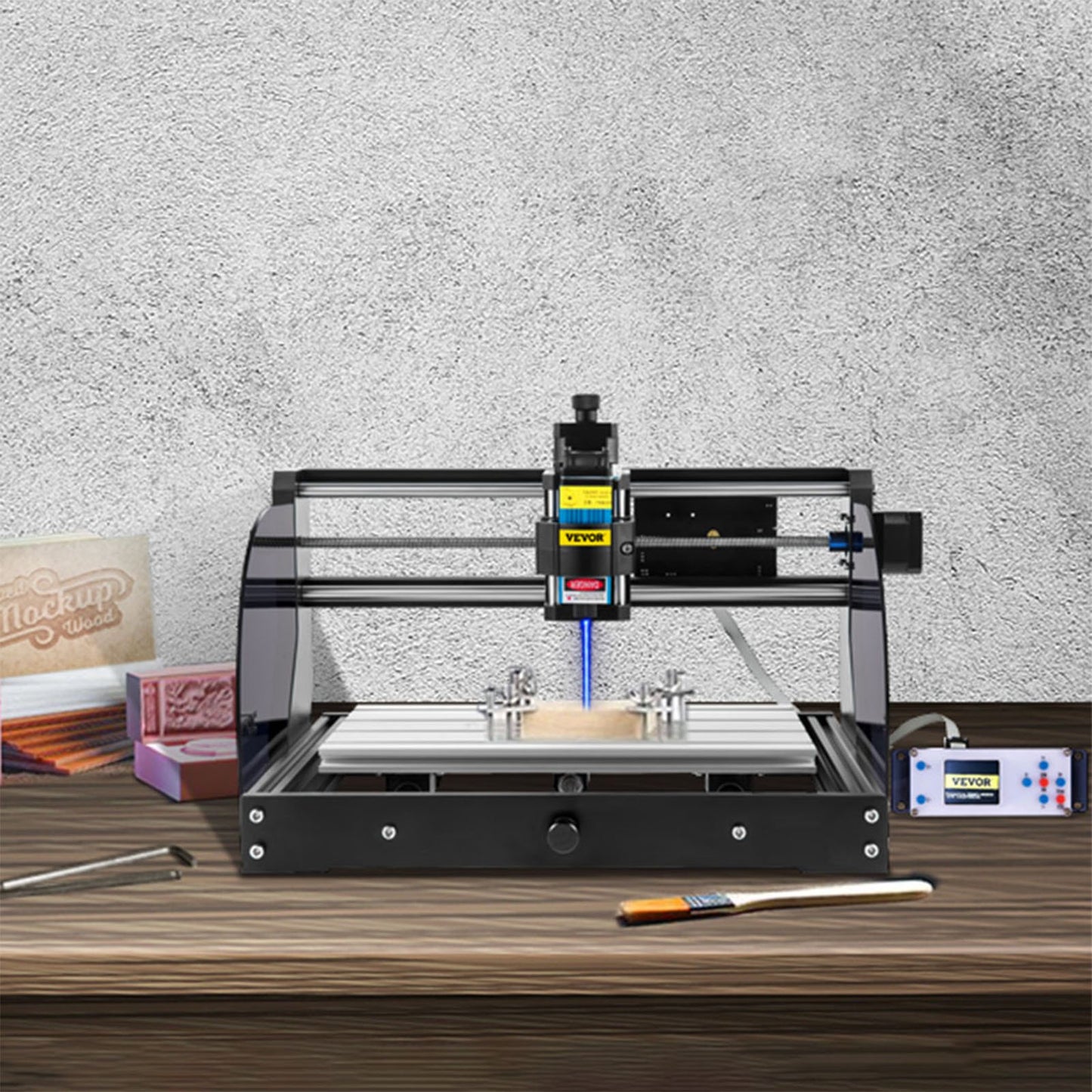 Graveringsmaskin 300×180×45 mm CNC-router CNC 3018 Pro 15W lasergravör GRBL-styrd 3-axlig lasergraveringsmaskin, med offline-styrenhet, för snidning av plast, akryl, PVC, trä