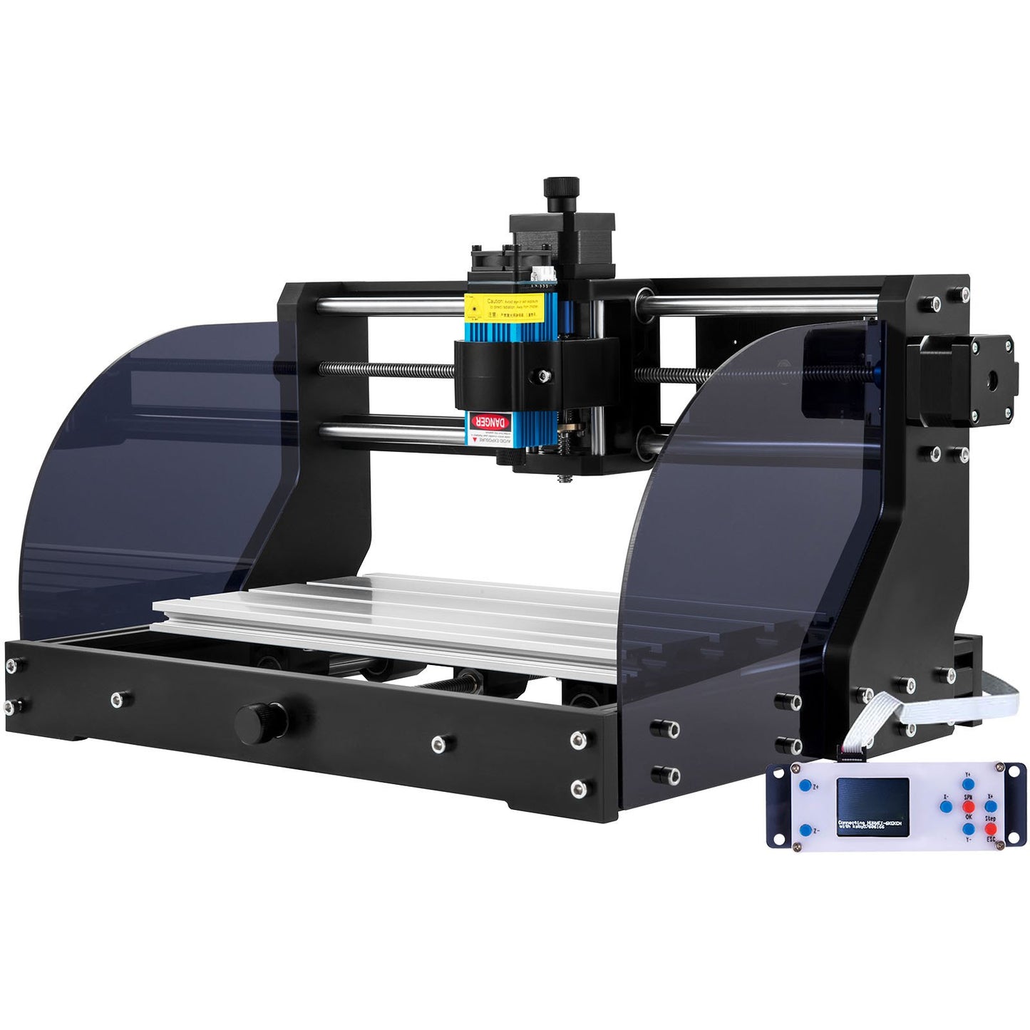Graveringsmaskin 300×180×45 mm CNC-router CNC 3018 Pro 15W lasergravör GRBL-styrd 3-axlig lasergraveringsmaskin, med offline-styrenhet, för snidning av plast, akryl, PVC, trä