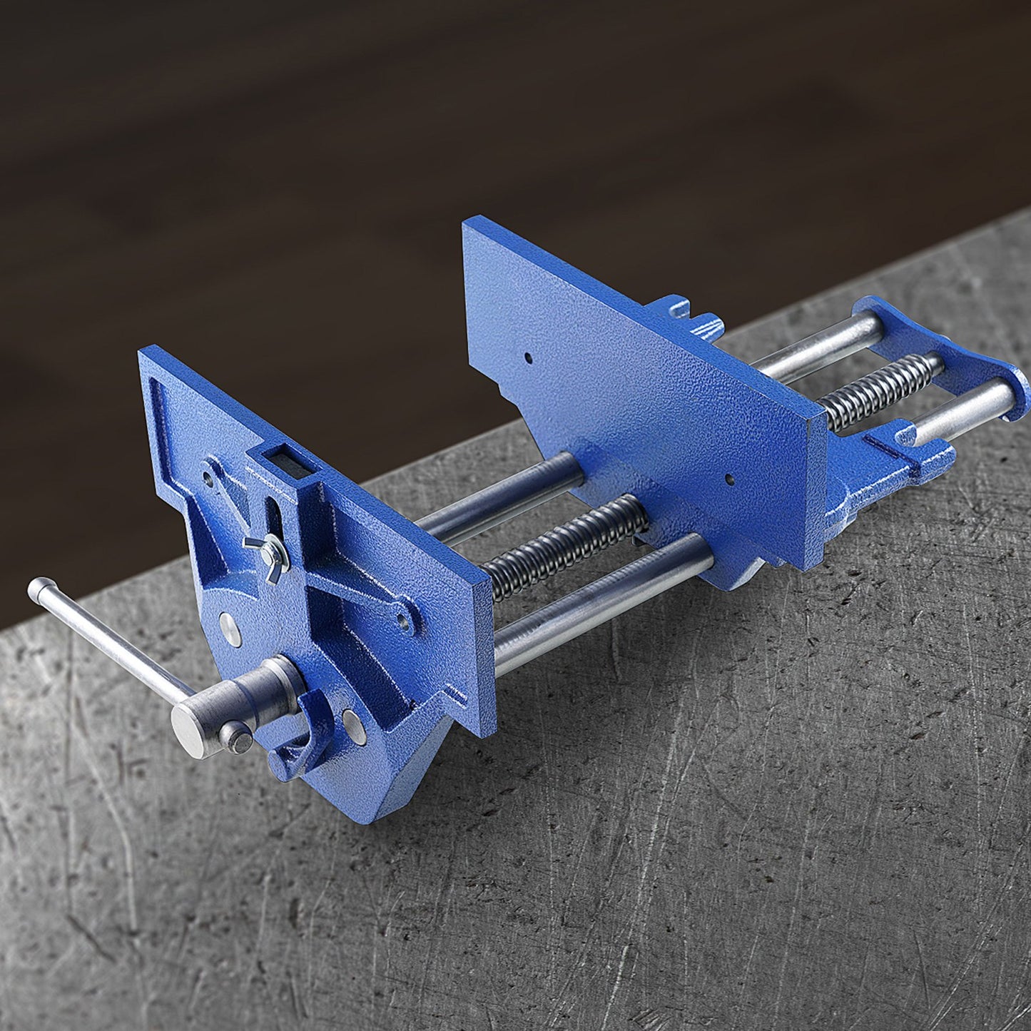Träbearbetningsskruvstäd, 13 tums träbearbetningsbänkskruvstäd, kraftigt gjutjärnsskruvstäd för arbetsbänk 10,6 tum käftbredd, med snabbkopplingsspak för träbearbetning, skärning och borrning