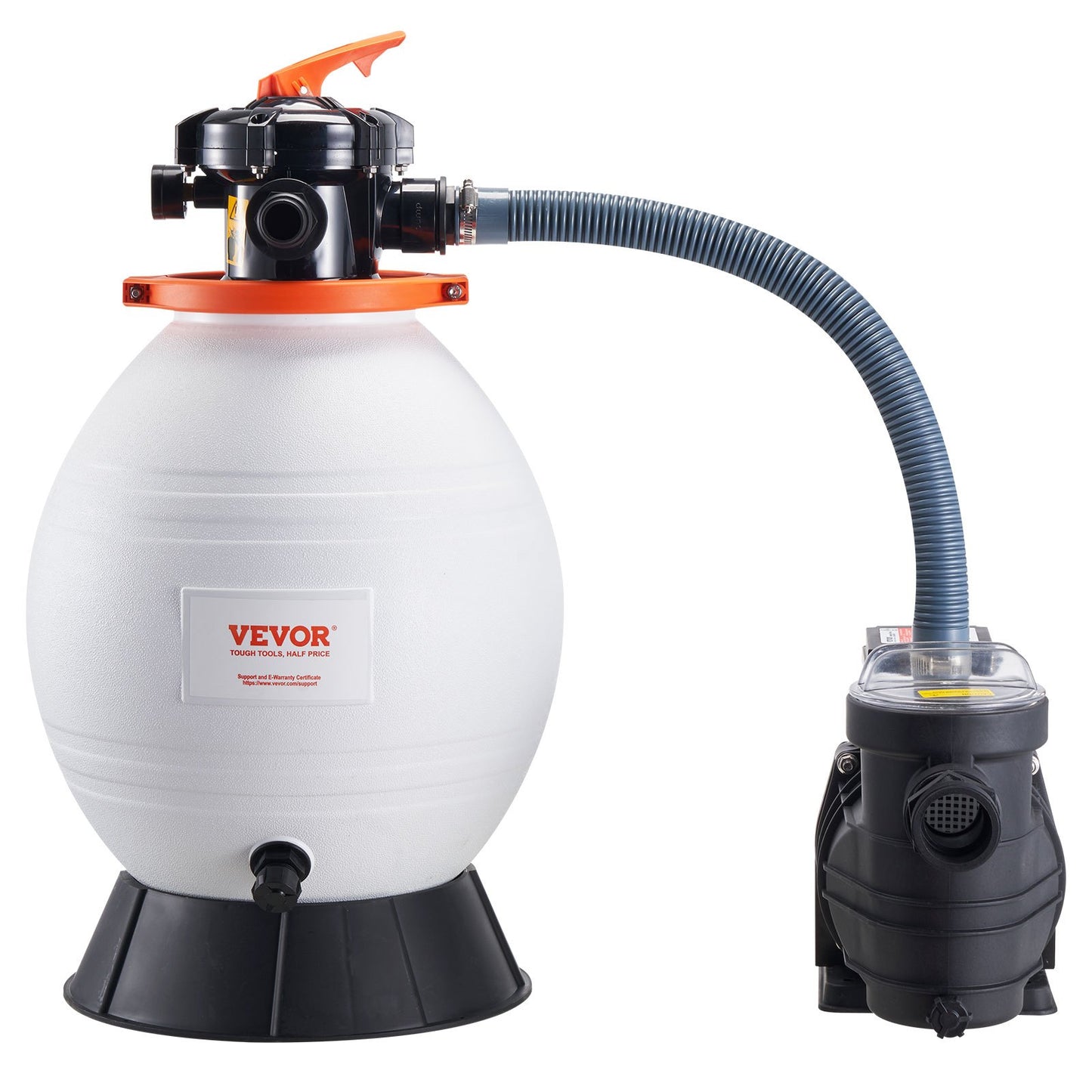 Sand Filter Pump for Above Ground Pools, 400 mm/16-inch, 18,000 L/H, 850W Swimming Pool Pumps System & Filters Combo Set with 6-Way Multi-Port Valve and Strainer Basket, for Domestic and Commercial Pools