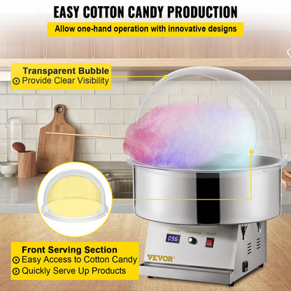 20.5" Diameter Candy Floss Cover for Candy Floss Maker Machine 52cm Dome Shield Cover of Commercial Candyfloss Machine Dome Cover Shield Cover (Cover Only)