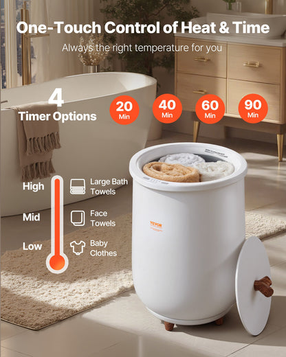 Towel Warmers for Bathroom, Towel Warmer Bucket Auto Shut Off for Spa Fits up to 3 Oversized Bath Towels, Blankets, Clothes, Bathrobes, PJ's and More