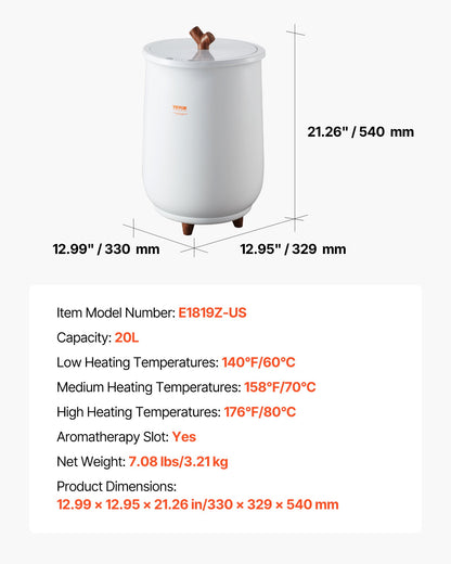 Towel Warmers for Bathroom, Towel Warmer Bucket Auto Shut Off for Spa Fits up to 3 Oversized Bath Towels, Blankets, Clothes, Bathrobes, PJ's and More