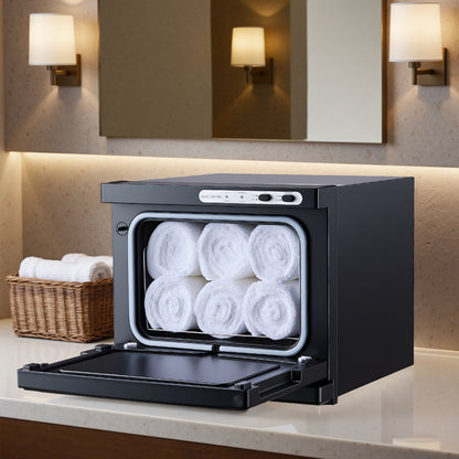 Hot Towel Warmer, 8L Small Towel Warmer Cabinet with Clip & Stainless Steel Rack, Holds up 12 Towels, Portable All-Round Heating Cabinet for Spa, Barber, Manicures, Massage, Salon, Black