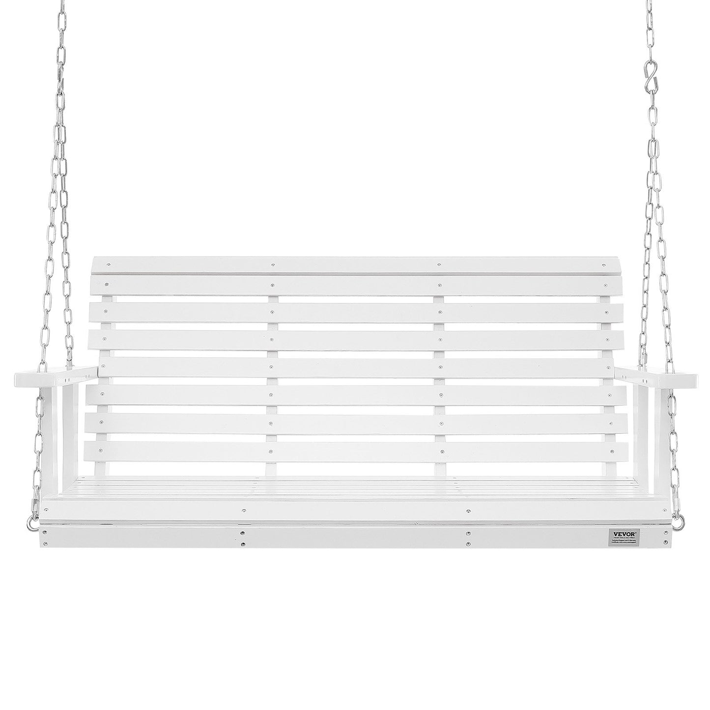 Träverandagunga 1,4 m, uteplatsgunga för innergård och trädgård, uppgraderad 380 kg stark lastkapacitet, kraftig gungbänk med hängande kedjor för utomhusbruk, vit