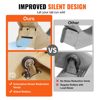 Kattträningshjul, stort löpband för inomhuskatter, 52 tums kattlöphjul med avtagbar matta och kattmatta för löpning/promenader/träning, lämplig för de flesta katter