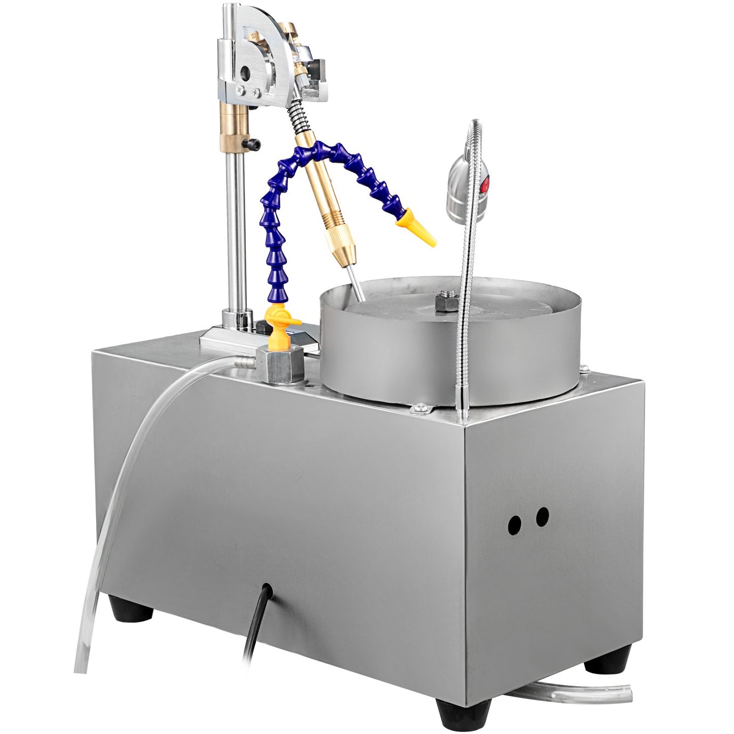 Ädelstensfasetteringsmaskin 6 tums smyckespolerare stenpolerare ädelstensskärmaskin lapidärslipmaskin polermaskin lapidärutrustning med vattenpump mekaniskt handtag för ädelsten jade sten smycken