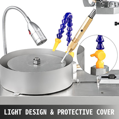 Ädelstensfasetteringsmaskin 6 tums smyckespolerare stenpolerare ädelstensskärmaskin lapidärslipmaskin polermaskin lapidärutrustning med vattenpump mekaniskt handtag för ädelsten jade sten smycken