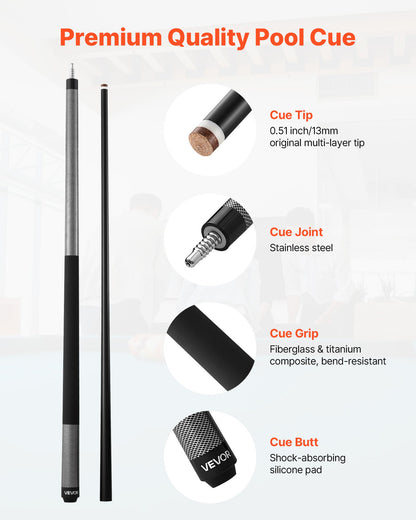 Biljardkö, 1 st. biljardklubba, 1473,2 mm och 595 g glasfiber i titankomposit, biljardkö med flerskiktsspets, biljardklubbor för professionellt biljardbord, bar, biljardspel hemma, kontor