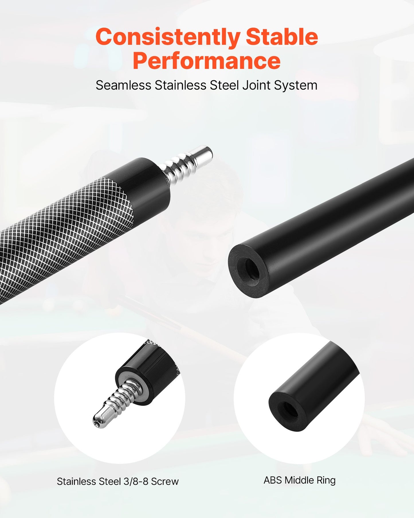 Biljardkö, 1 st. biljardklubba, 1473,2 mm och 595 g glasfiber i titankomposit, biljardkö med flerskiktsspets, biljardklubbor för professionellt biljardbord, bar, biljardspel hemma, kontor