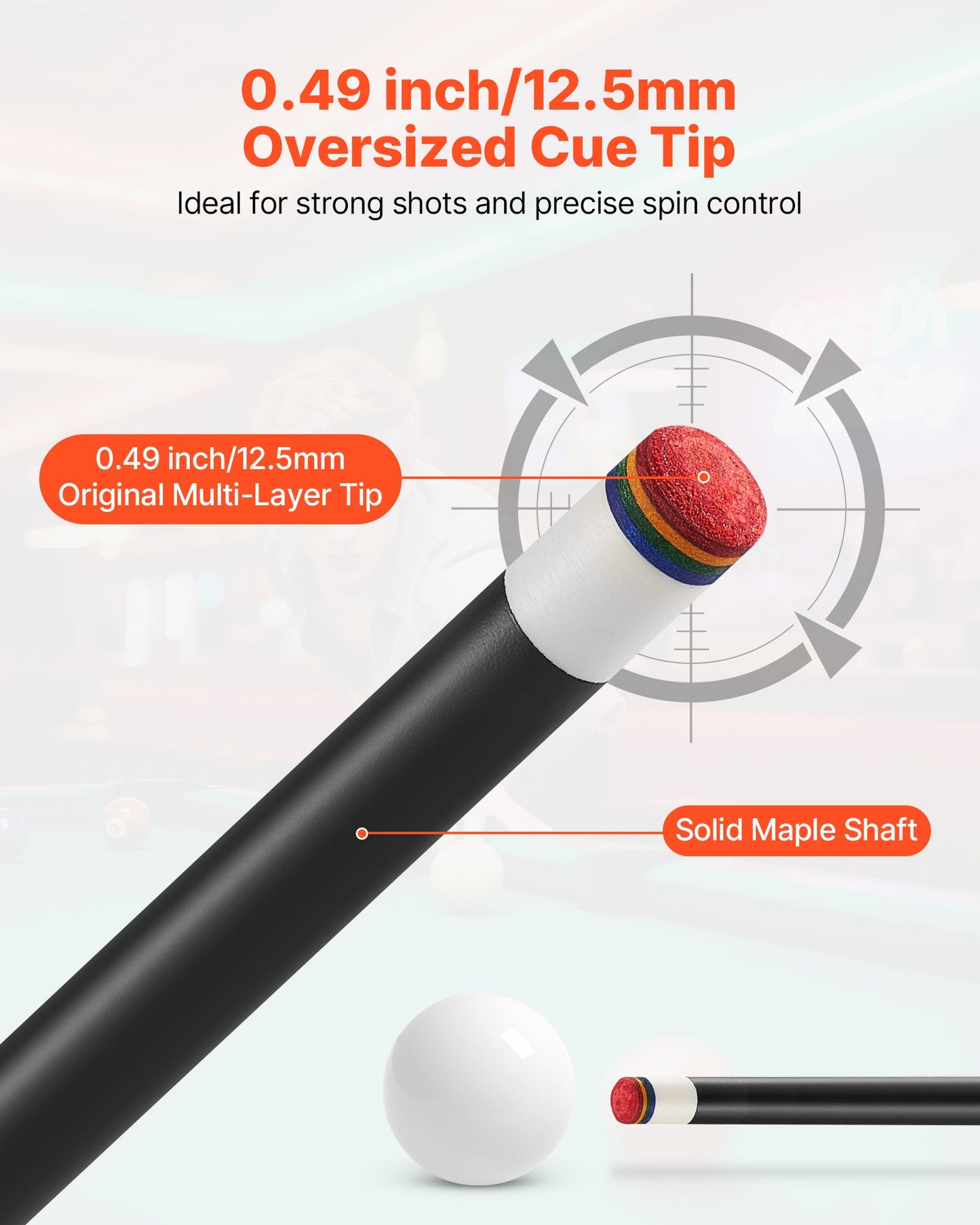 Biljardkö, 1 st. biljardkö, 1473,2 mm och 538 g kanadensisk lönnträ, biljardkö med flerskiktsspets och ABS-kopplingsring, biljardköer för professionellt biljardbord, bar, hem, kontor