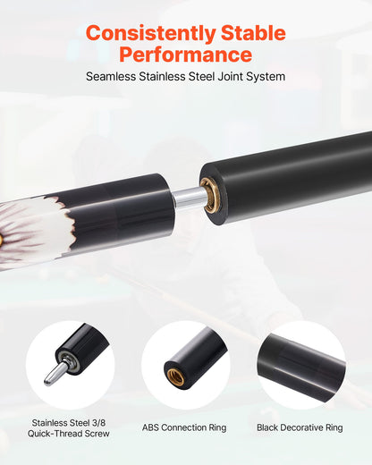 Biljardkö, 1 st. biljardkö, 1473,2 mm och 538 g kanadensisk lönnträ, biljardkö med flerskiktsspets och ABS-kopplingsring, biljardköer för professionellt biljardbord, bar, hem, kontor