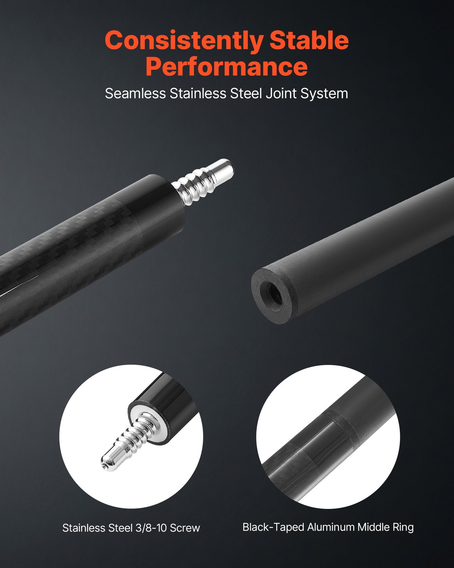 Biljardkö, 1 st. biljardklubba, 1473,2 mm och 538 g kolfiberbiljardkö med bakelitpressad köspets och ABS-kopplingsring, biljardklubbor för professionellt biljardbord, bar, hem, kontor