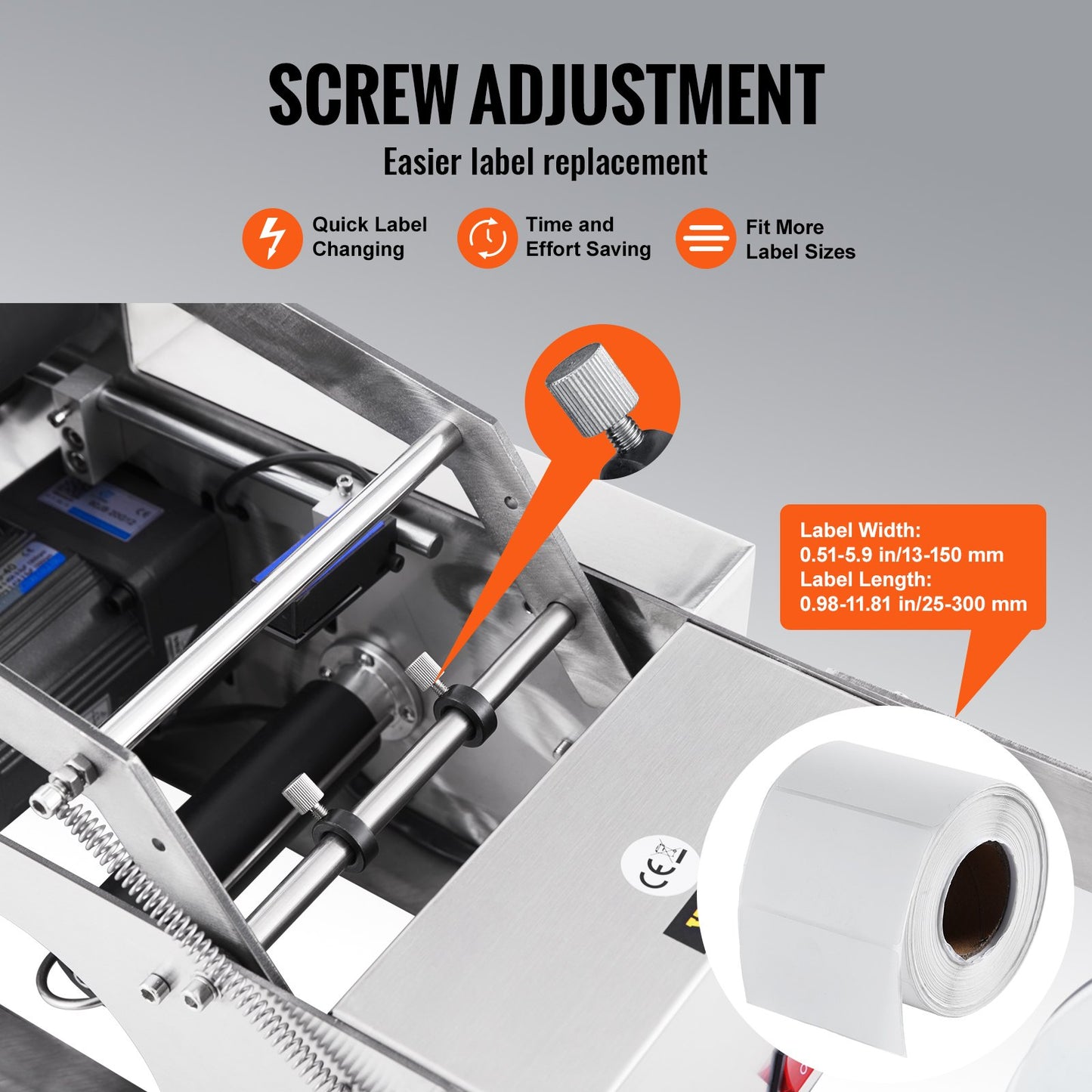 Semi-Automatic Round Labeling Machine, 20-50pcs/min, Electric Bottle Label Applicator for Round Bottles, Round Bottle Labeler Suitable for Bottle Diameter 0.79-4.72 inches (with Pressing Bar)