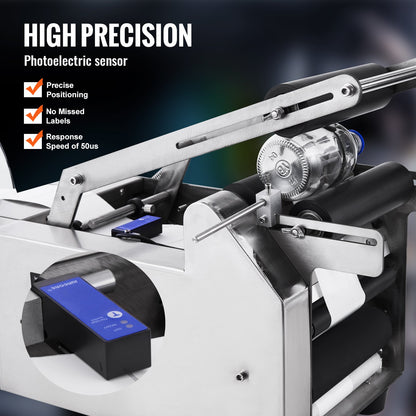 Semi-Automatic Round Labeling Machine, 20-50pcs/min, Electric Bottle Label Applicator for Round Bottles, Round Bottle Labeler Suitable for Bottle Diameter 0.79-4.72 inches (with Pressing Bar)