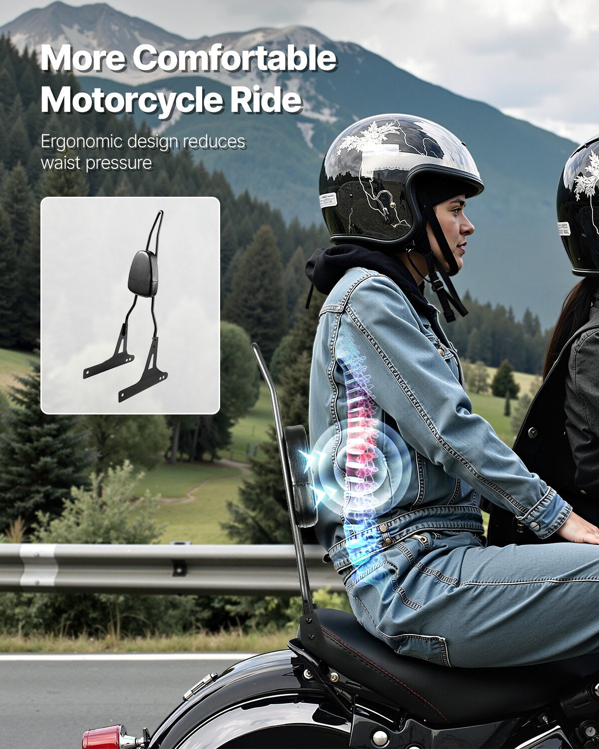 Motorcycle Backrest Sissy Bar, Compatible With Harley-Davidson Dyna Street Glide Road Glide Road King, 730mm Height Detachable Passenger Backrest, For Motorcycles, Black