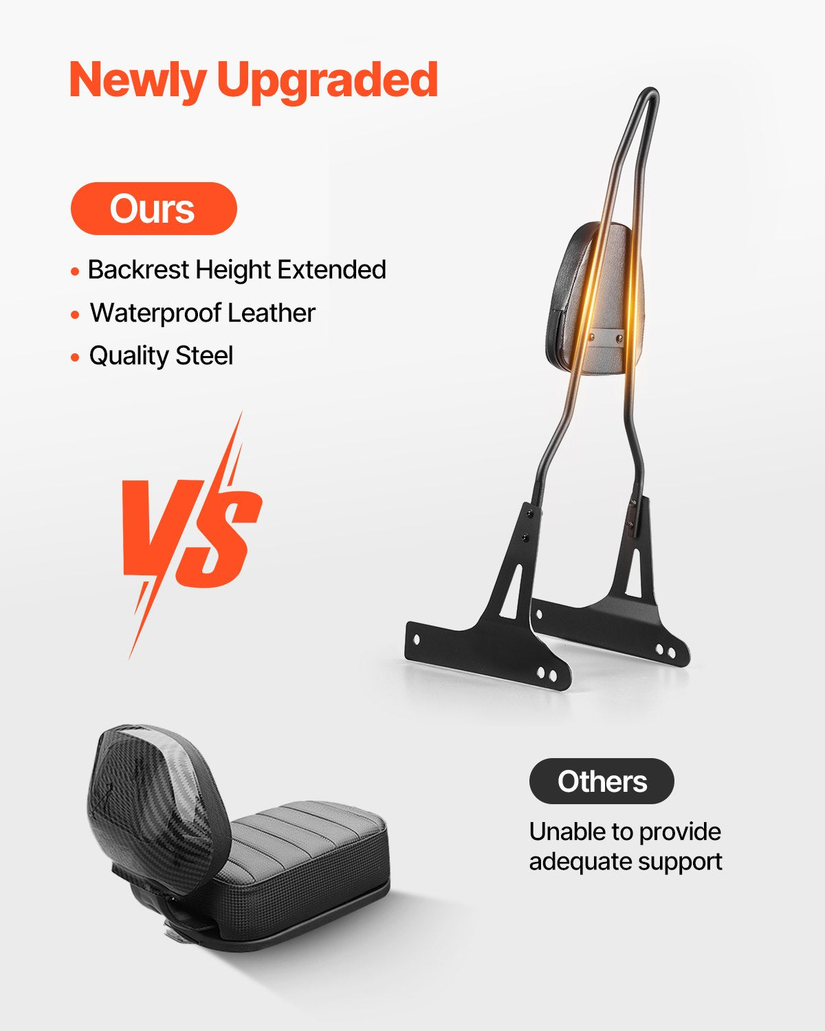 Motorcycle Backrest Sissy Bar, Compatible With Harley-Davidson Dyna Street Glide Road Glide Road King, 730mm Height Detachable Passenger Backrest, For Motorcycles, Black