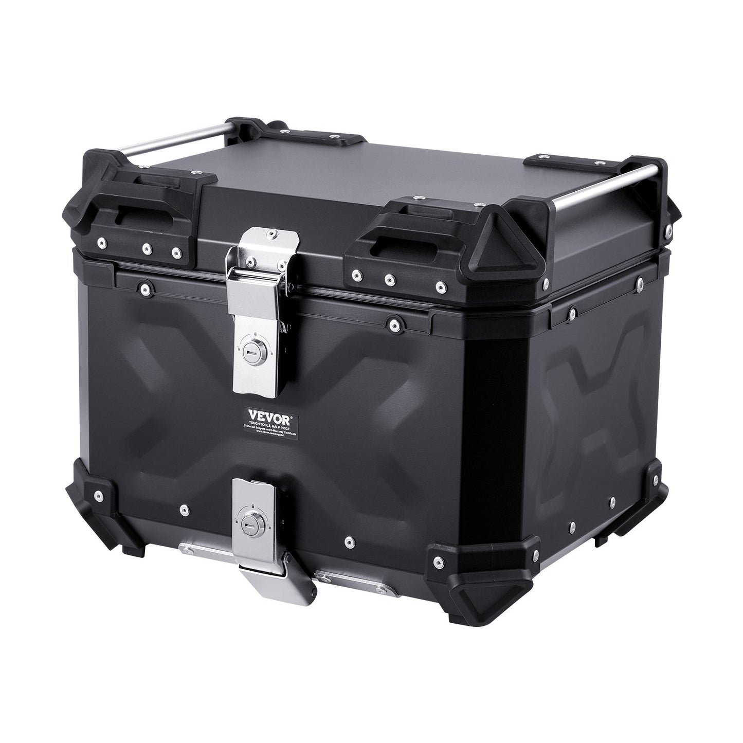 Motorcycle Top Case, Universal Aluminum Alloy Motorbike Tail Box with Leather Lining, 45L Waterproof Detachable Motorcycle Top Box with Lock & Back Cushion, Fit for 99% of Motorcycle Frames
