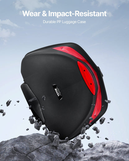 Motorcycle Top Case, Universal Durable PP Material Motorbike Tail Box with Reflective Panel, 48L Waterproof Detachable Motorcycle Top Box with Multi-Hole Base, Fit for 99% of Motorcycle Frames