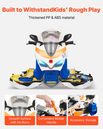 Motorcycle Engine Toy, 25 Pieces, Motorcycle Mechanic Toy with Removable Parts, Lights & Sounds, Simulated Riding & Track Racing, Kids Mechanic Workshop Set for Toddler 3 Years and Up, Yellow