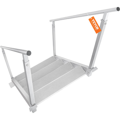 Dock Ladder 4 Step, Dock Stairs 30''-38'' Adjustable Height, 500 lbs Load Capacity, Aluminum Pontoon Boat Ladder with Dual Handrails & Anti-Slip Design Pedal for Ship/Lake/Pool/Marine Boarding