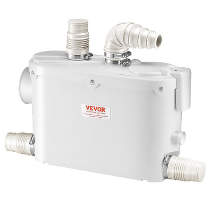 Macerator Pump, 500W, 6600 L/h Flow, 26.2 ft/8 m Head, Macerator Sewerage Sump Pump with 3 Water Inlets for Toilet, Basement, Kitchen, Sink, Shower, Bathtub Waste Water Disposal Upflush Machine