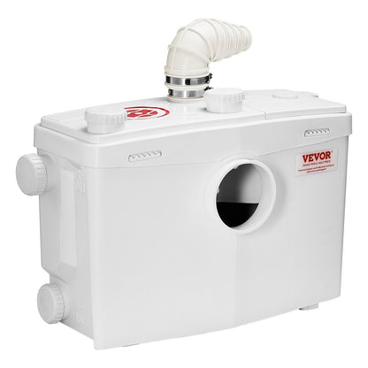 Macerator Pump, 1200W, 180 L/min(48 GPM) Flow, 33 ft/10 m Head, Macerator Sewerage Toilet Pump with 4 Water Inlets, Waste Water Disposal Upflush Machine for Toilet, Basement, Shower, Sink, Laundry, Bathtub