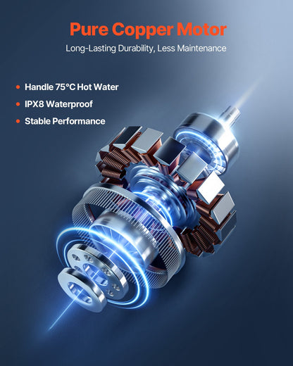 Macerator Pump, 500W, 110 L/min(29 GPM) Flow, 26 ft/8 m Head, Macerator Sewerage Toilet Pump with 4 Water Inlets, Waste Water Disposal Upflush Machine for Toilet, Basement, Shower, Sink, Laundry, Bathtub