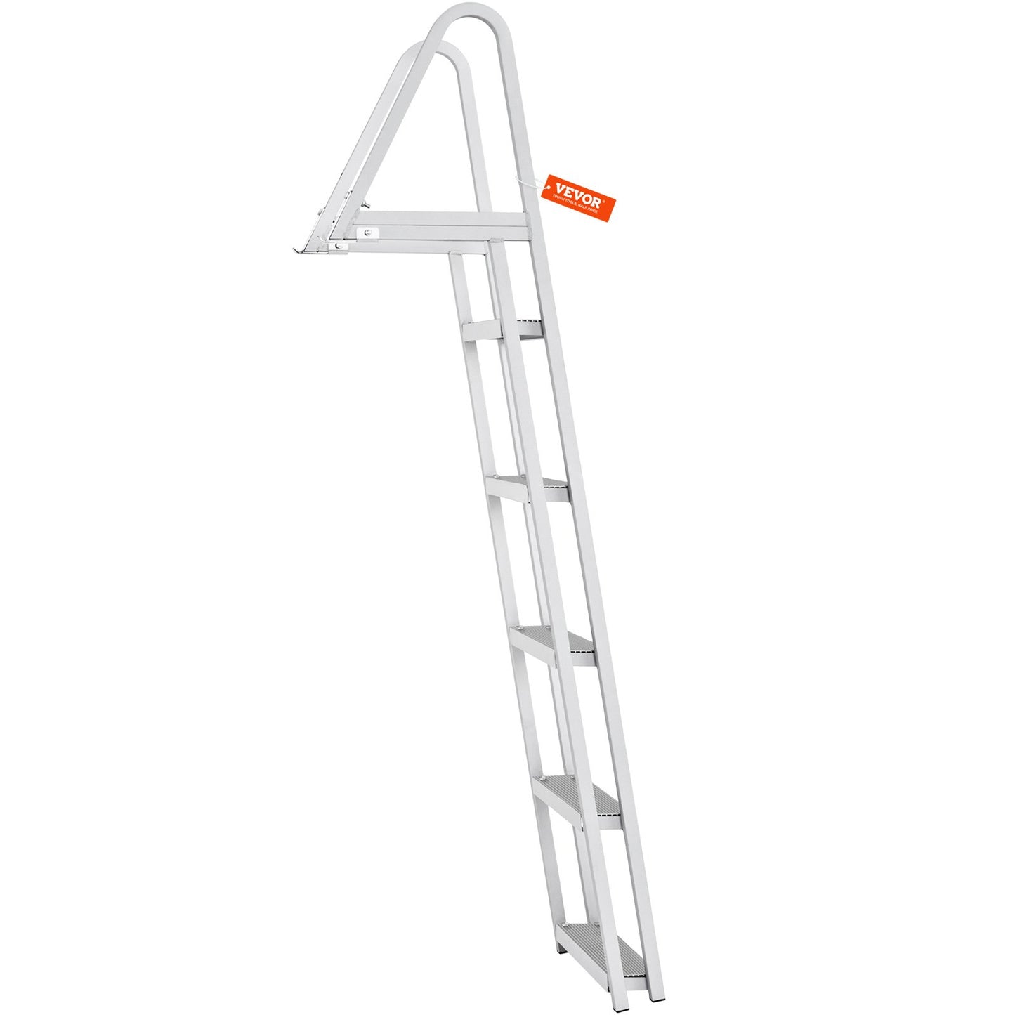 Removable Dock Ladder 5 Steps, 350 lbs Load Capacity, Pontoon Boat Ladder with 4'' Wide Step & Nonslip Design for Ship/Lake/Pool/Marine Boarding