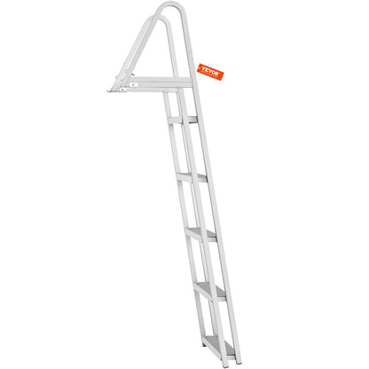 Removable Dock Ladder 5 Steps, 350 lbs Load Capacity, Pontoon Boat Ladder with 4'' Wide Step & Nonslip Design for Ship/Lake/Pool/Marine Boarding