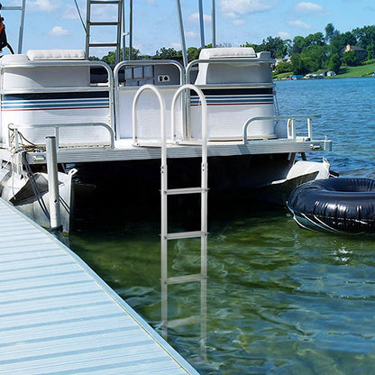 Dock Ladder, Removable 5 Steps, 500 lbs Load Capacity, Aluminum Alloy Pontoon Boat Ladder with 3.1'' Wide Step & Anti-Slip Design Pedal, Easy to Install for Ship/Lake/Pool/Marine Boarding