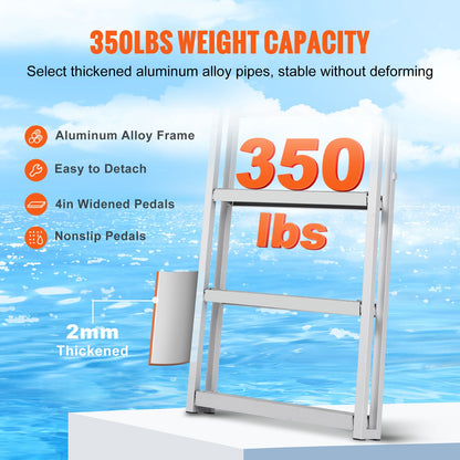 Dock Ladder, Retractable 5 Steps, 350 lbs Load Capacity, Aluminum Alloy Pontoon Boat Ladder with 66.9''-78.9'' Adjustable Height, 4'' Wide Step & Anti-Slip Design Pedal, for Ship/Lake/Pool/Marine Boarding