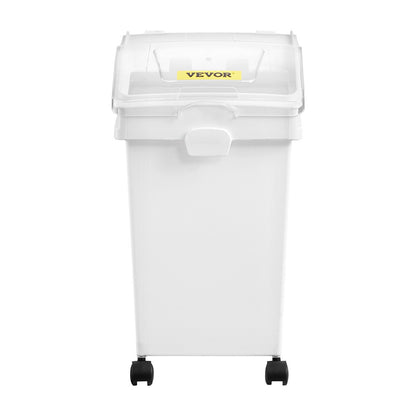 Ingredient Bin, 20.8 L Capacity Ingredient Storage Bin, PP Material Flour Bins On Wheels, White Shelf Ingredient Bin with Scoop and Sliding Lid, Commercial Storage Bins, 3 Pcs/Set