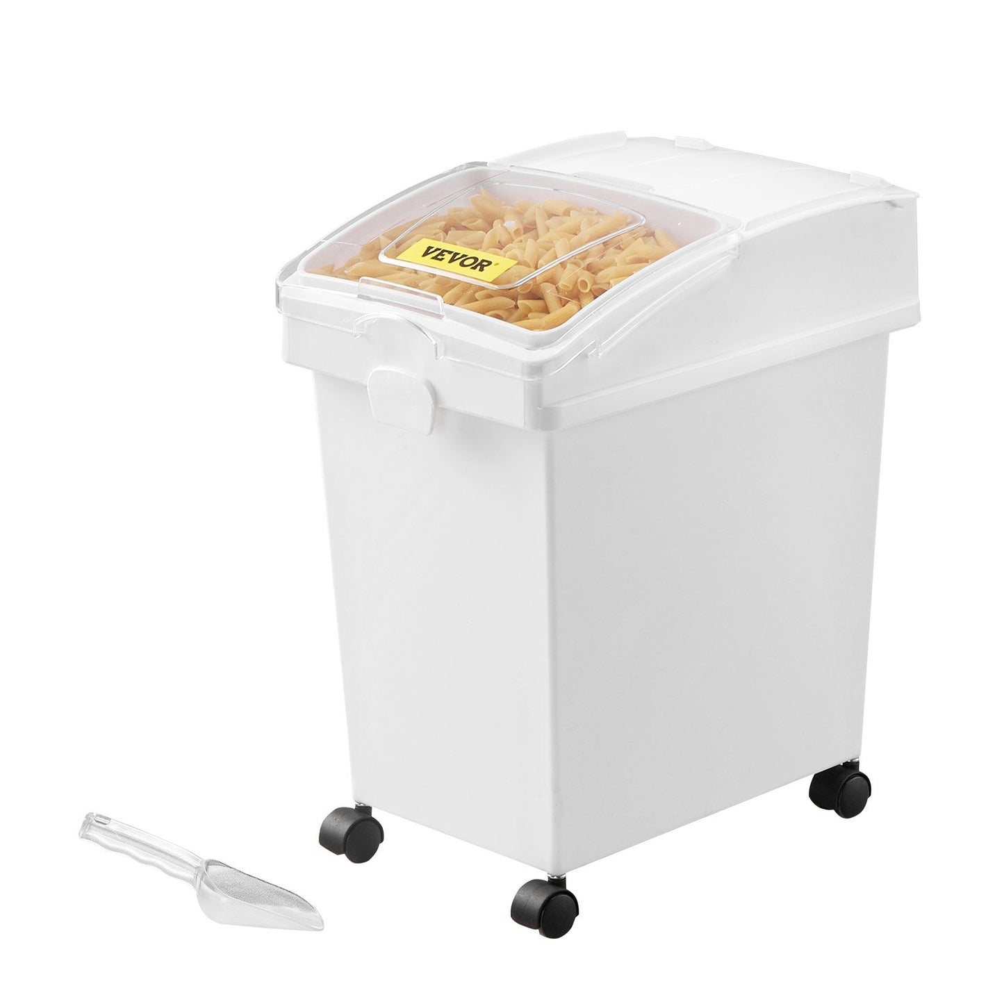 Ingredient Bin, 20.8 L Capacity Ingredient Storage Bin, PP Material Flour Bins On Wheels, White Shelf Ingredient Bin with Scoop and Sliding Lid, Commercial Storage Bins, 3 Pcs/Set