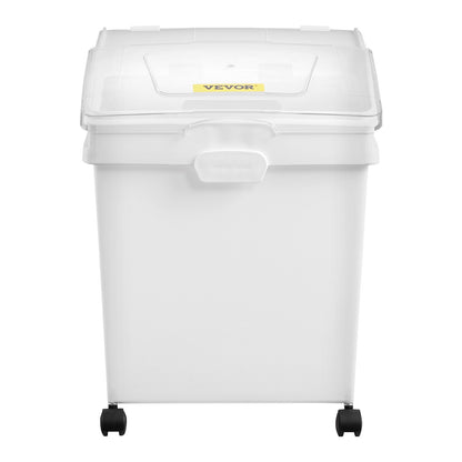 Ingredient Bin, 33.3 L Capacity Ingredient Storage Bin, PP Material Flour Bins On Wheels, White Shelf Ingredient Bin with Scoop and Sliding Lid, Commercial Storage Bins, 3 Pcs/Set