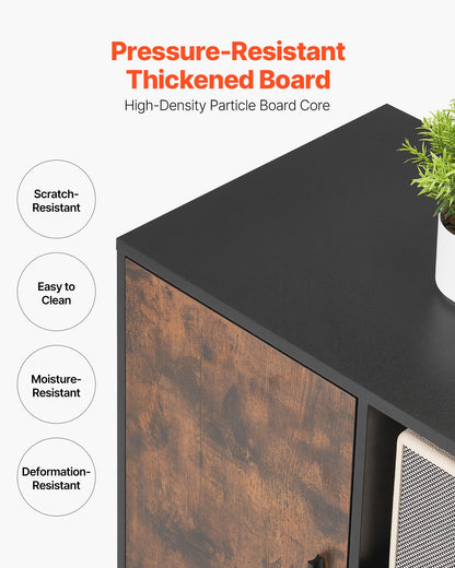 Wood File Cabinet, Mobile Filing Cabinet with Open Shelves, Lockable Lateral Rolling File Storage with Adjustable Shelves, Free Standing Printer Stand for Home, Office, School, Rustic Brown