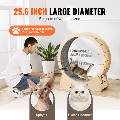Cat Exercise Wheel, Large Cat Treadmill Wheel for Indoor Cats, 29.5 inch Cat Running Wheel with Detachable Carpet and Cat Teaser for Running/Walking/Training, Suitable for Most Cats