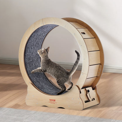 Cat Exercise Wheel, Large Cat Treadmill Wheel for Indoor Cats, 29.5 inch Cat Running Wheel with Detachable Carpet and Cat Teaser for Running/Walking/Training, Suitable for Most Cats