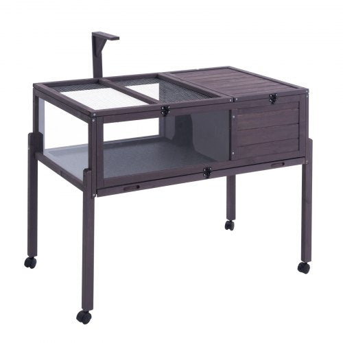 Sköldpaddsboende, Sköldpaddshus i trä för inomhus och utomhusbruk, Rullande sköldpaddsbur med ljusstativ, Reptilbur för smådjur med stativben, Hjul, för gekko, ödla, orm