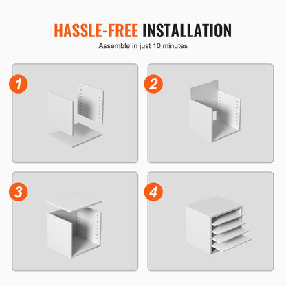 Literature Organizers, 5 Compartments Office Mailbox with Adjustable Shelves, Wood Literature Sorter 35.3 x 30.5 x 33.0 cm for Office, Home, Classroom, Mailrooms Organization, EPA Certified, White