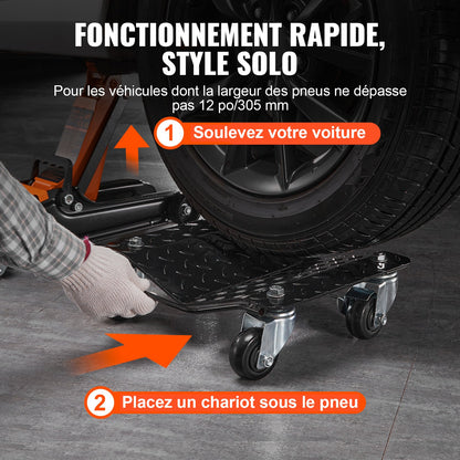 Car Dolly Wheel Tire Dolly 4 PCS Heavy Duty Skate Auto Repair Dolly 2721.6 kg