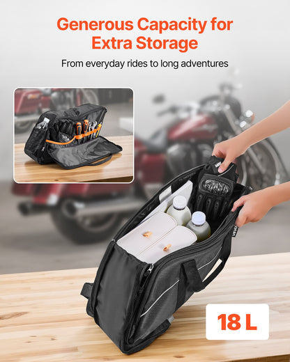 Motorcycle Saddlebag Liner Bag, 18 L Insert Storage Travel Luggage Bag Organizer, Compatible with Harley Davidson 1993-2022 Touring Road/Street Glide/Electra Glide/Road King Saddlebag, Black