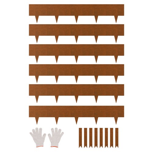 Steel Landscape Edging, 6 Packs 40 x 8 in Weather-Resistant & Pre-Rust Metal Landscape Edging, Bendable Garden Edging Border, Shark Spike, Lawn Edging for Flower Bed Yard Pathway Divider