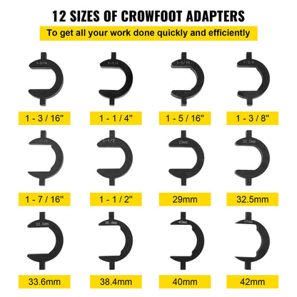 Inner Tie Rod Tool Kit, 12 Pcs Tie Rod Removal Tool, 12 Pcs Crowfoot Adapters Master Inner Tie Rod Tool Set, 1/2 Inch Drive Tube Tie Rods Tool, Heavy-Duty Steel Inner Tie Rod Removal Tool For Ve