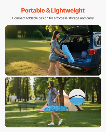 Hopfällbart campingbord, bärbart och lätt picknickbord för utomhusbruk, vattentäta kanvasbord i 600D Oxford-tyg, med 4 mugghållare, bärväska, för tailgating-campingpicknick, blå