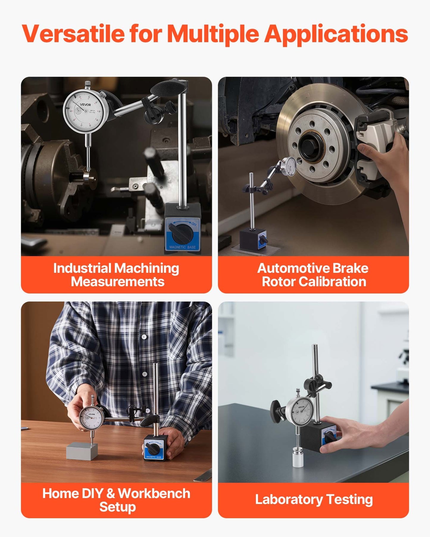 Dial Test Indicator, 0.03 mm Accuracy, 0-25.4mm Measuring Range, Easy to Read Large Dial, Professional for Internal Diameter Measurement, Runout Detection, Flatness Inspection