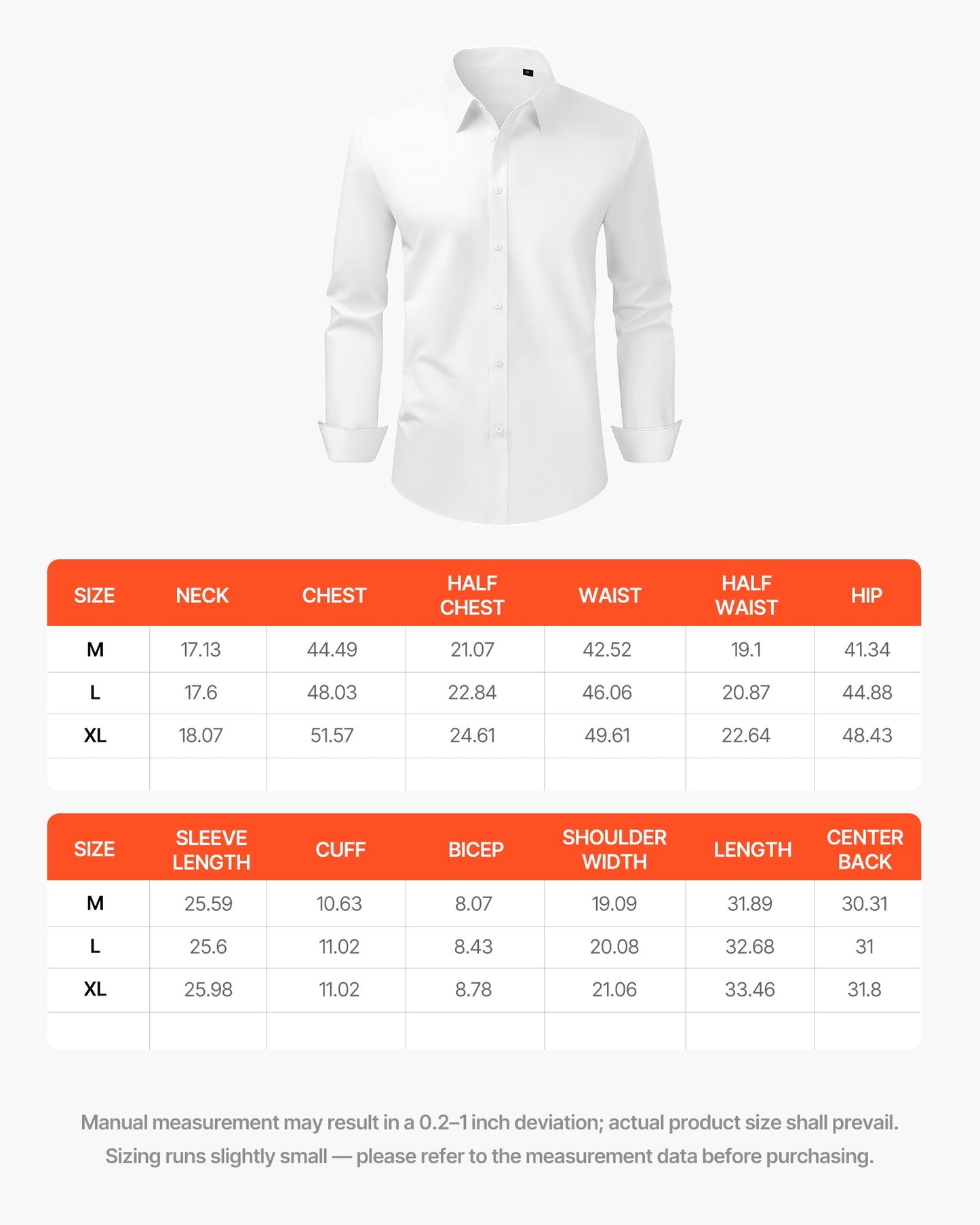 Men's Button Up Shirt, Mens Long Sleeve Wrinkle-free Button Down Dress Shirts, Slim Fit Soft Stretch Fabric for Business Casual or Formal, Work, Wedding, Dinner, White