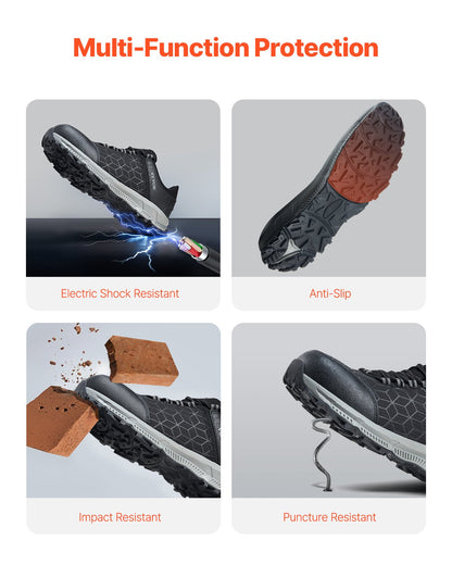 Steel Toe Shoes for Men, US Size 8.5 Wide, Men’s Cushion Sport Safety Toe Athletic Work Shoe, Indestructible Safety Sneakers Lightweight,Breathable Industry Construction Work Shoes, Black