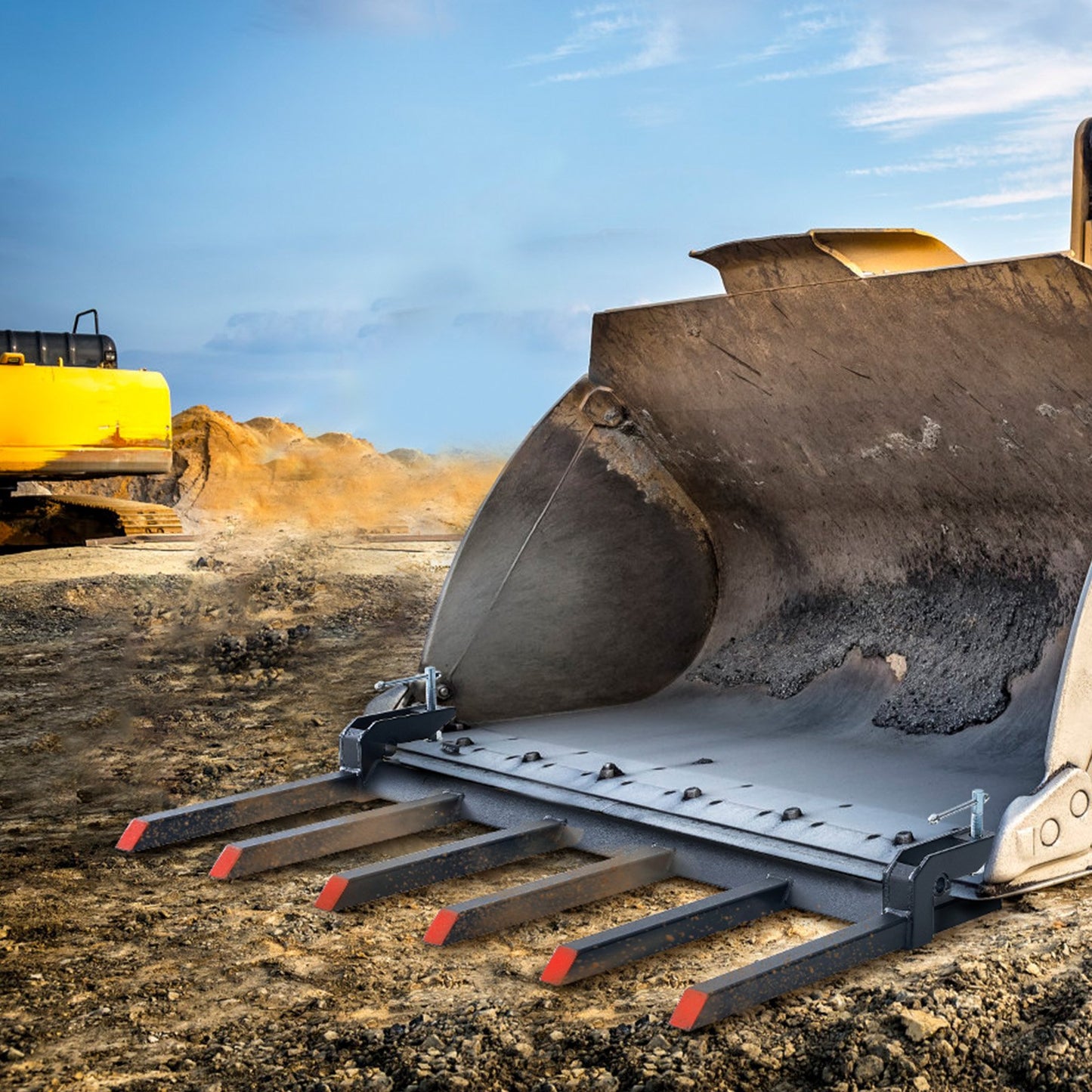 Clamp on Debris Forks to 60" Bucket, 4560 lbs Capacity Heavy Duty Clamp on Pallet Forks Bucket Attachments, Fit for Loader Bucket Skidsteer Tractor to Clean up Fallen Limbs Debris or Yard Wwaste